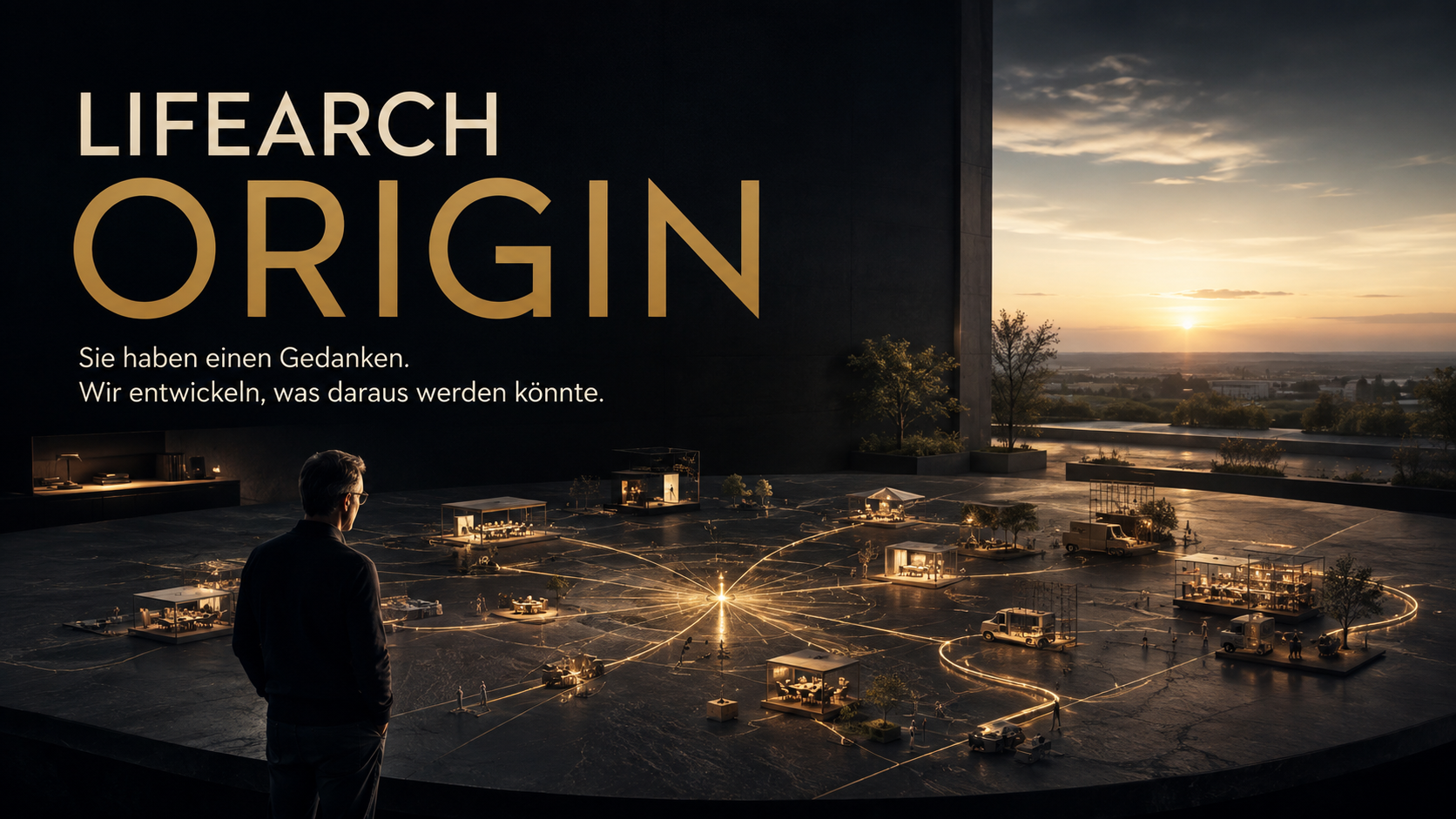 Visuelle Lifearch Origin Welt: aus einem zentralen Gedanken entstehen unterschiedliche Möglichkeiten und Verbindungen.